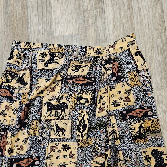 Vtg Midi Skirt Sarong Womens XL Geometric Animal Print Safari Boho Gauze Cottage - Picture 3 of 9